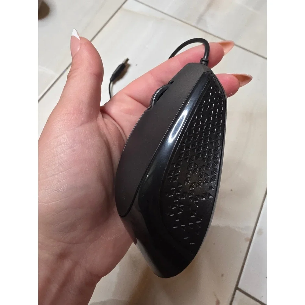 Black Wired Optical‎ USB Computer Mouse Ergonomic Textured Grip MO-205U F3